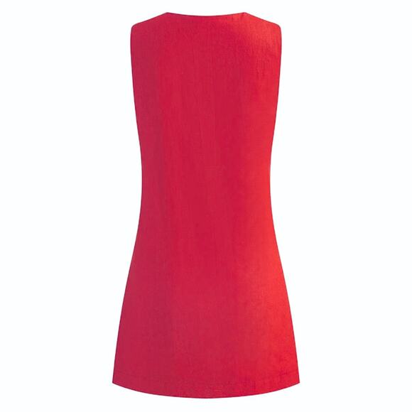 NWT REVOLVE & COTTON LINEN lovers COMMENSE red shift mini dress L - Picture 4 of 13